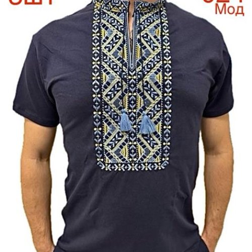 Вышиванка Надийка (3XL-5XL) N74-024 navy (лето) Надийка N74-024 navy