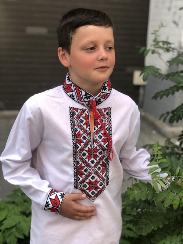 Вышиванка Moda school (128-146) M11 white (деми)