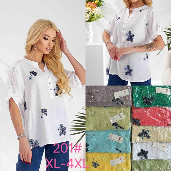 Блузка JJF (XL-4XL) 201 white (лето)
