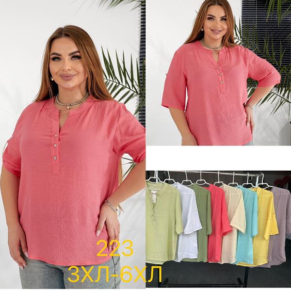 Блузка JJF (3XL-6XL) 223 grey (лето)