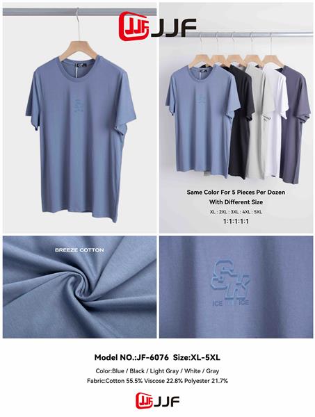 Футболка JJF (XL-5XL) 6076 l.grey (лето)