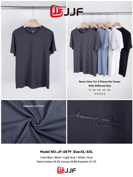 Футболка JJF (XL-5XL) 6079 l.grey (лето)