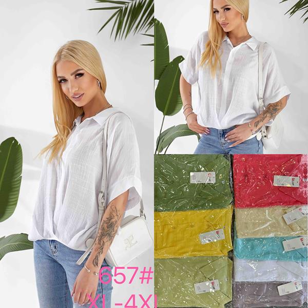 Блузка JJF (XL-4XL) 657 grey (лето)