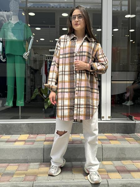Рубашка JJF (XL-4XL) 801 beige (деми)
