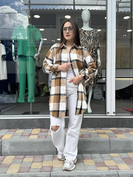 Рубашка JJF (XL-4XL) 801 brown (деми)