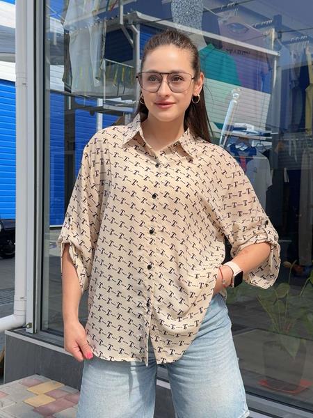 Рубашка JJF (XL-4XL) 8807-1 beige (лето)
