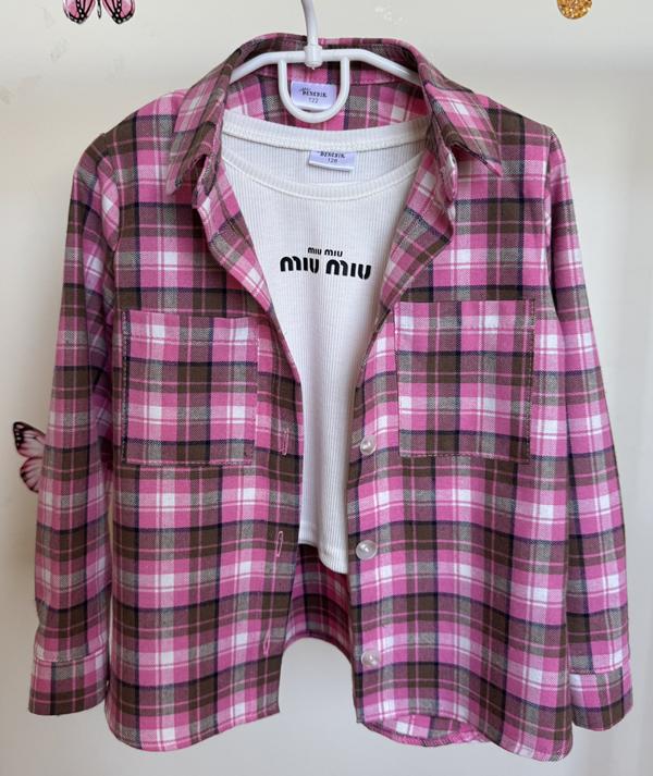 Рубашка Moda school (122-152) 8529 pink-brown (деми)