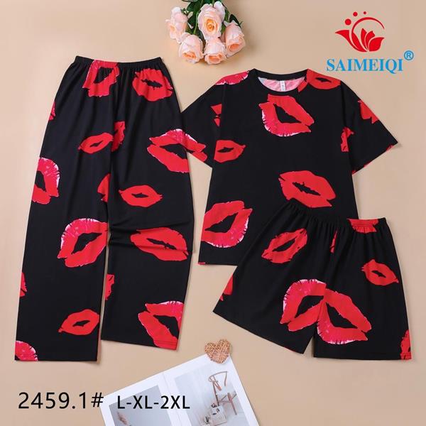 Ночнушка Saimeiqi (L-2XL) 2459-1 black (лето)