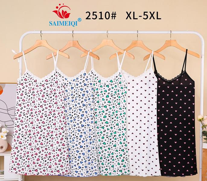 Ночнушка Saimeiqi (XL-5XL) 2501 white-green (лето)