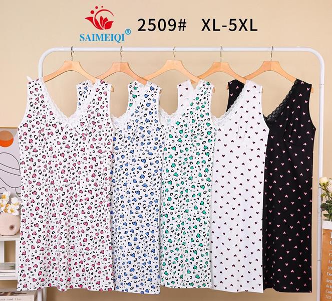 Ночнушка Saimeiqi (XL-5XL) 2509 white-green (лето)