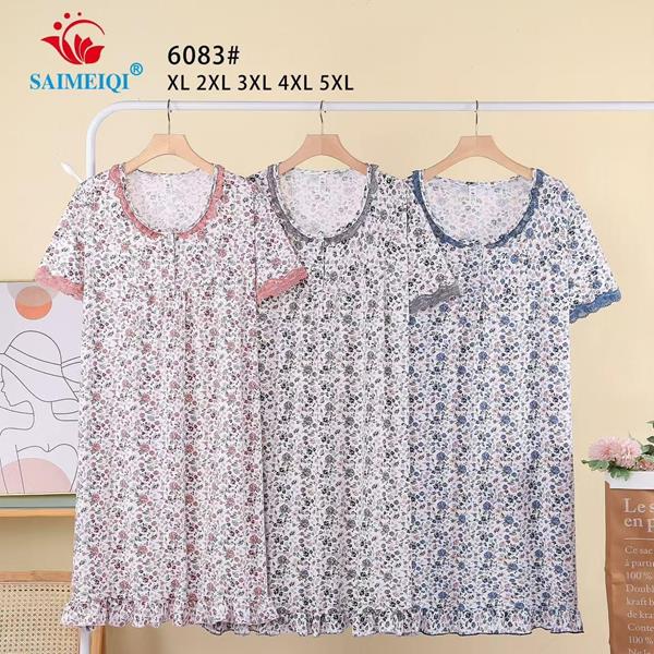 Ночнушка Saimeiqi (XL-5XL) 6083 blue (лето)