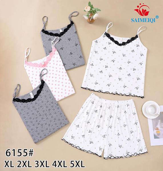 Пижама Saimeiqi (XL-5XL) 6155 white-black (лето)