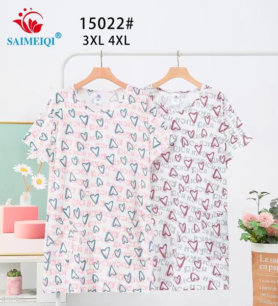 Ночнушка Saimeiqi (3XL-4XL) 15022 white-pink (лето)