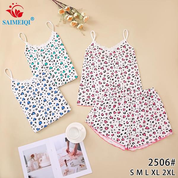 Пижама Saimeiqi (S-2XL) 2506 white-green (лето)