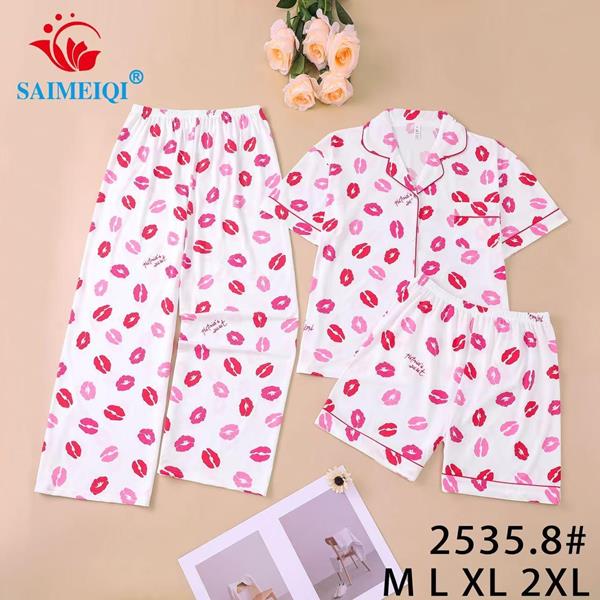 Пижама Saimeiqi (M-2XL) 2535-8 white (лето)