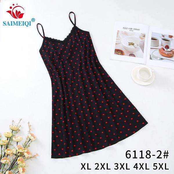 Ночнушка Saimeiqi (XL-5XL) 6118-2 black (лето)