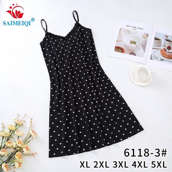 Ночнушка Saimeiqi (XL-5XL) 6118-3 black (лето)