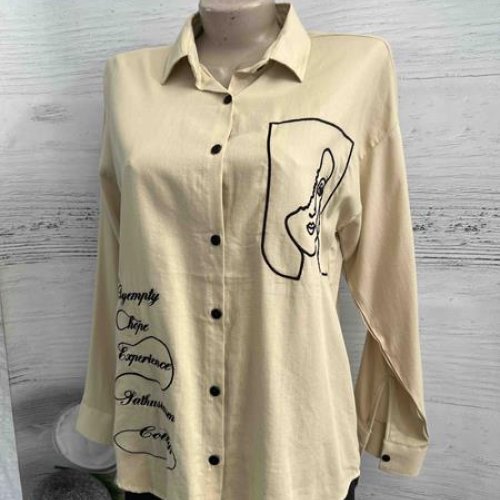 Рубашка New Season (S-XL) 1016 beige (деми) New Season 1016 beige
