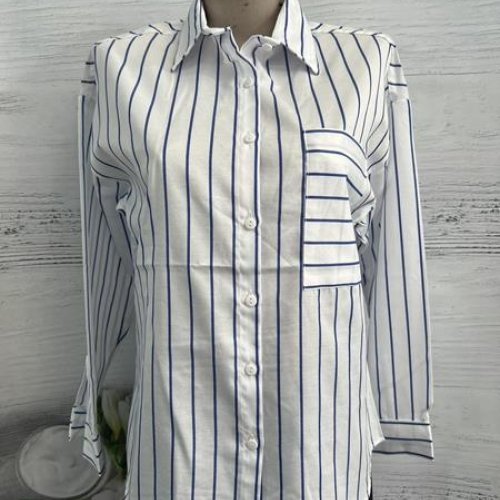 Рубашка New Season (S-XL) 1026 white-blue (деми) New Season 1026 white-blue