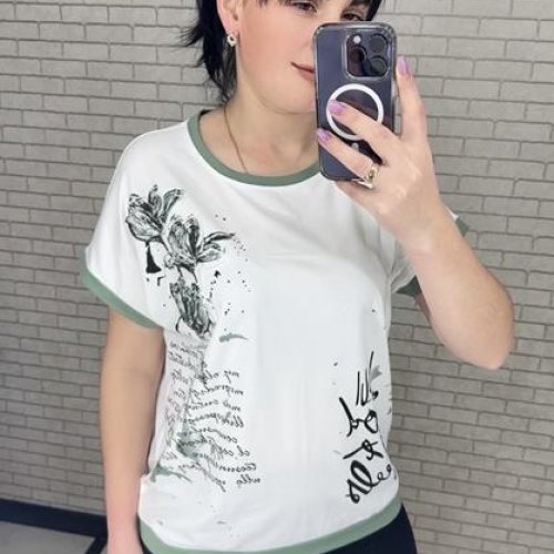 Футболка LeVisha (M-2XL) 25017 white-khaki (лето) LeVisha 25017 white-khaki