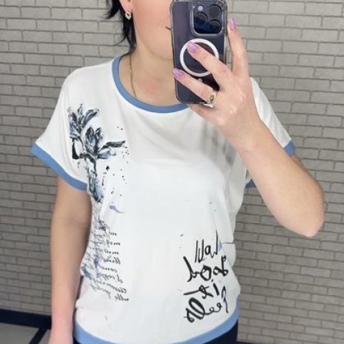 Футболка LeVisha (M-2XL) 25017 white-l.blue (лето) LeVisha 25017 white-l.blue