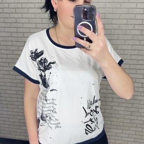 Футболка LeVisha (M-2XL) 25017 white-navy (лето) LeVisha 25017 white-navy