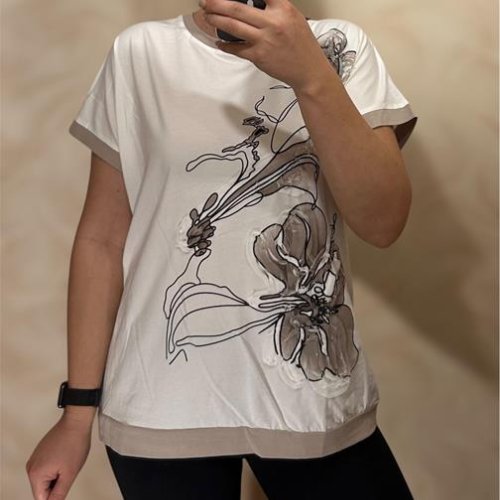 Футболка LeVisha (M-2XL) 25018 white-beige (лето) LeVisha 25018 white-beige