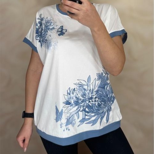 Футболка LeVisha (M-2XL) 25019 white-l.blue (лето) LeVisha 25019 white-l.blue