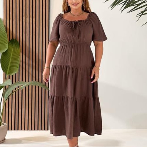 Платье Deliv (L-2XL) 587 brown (лето) Deliv 587 brown
