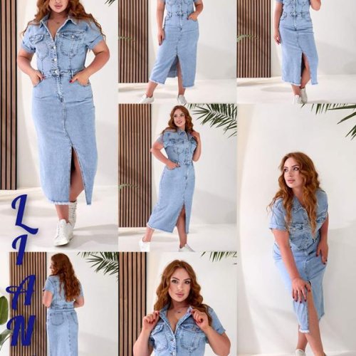 Платье Liana Denim (S-3XL) 382-1 l.blue (лето) Liana Denim 382-1 l.blue