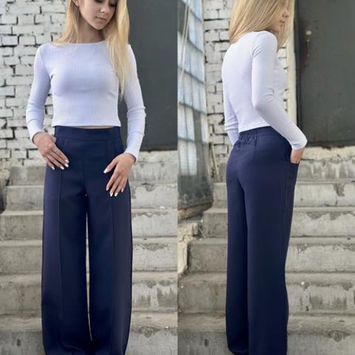 Штаны Karolina (32-42) KR267 navy (деми) Karolina KR267 navy