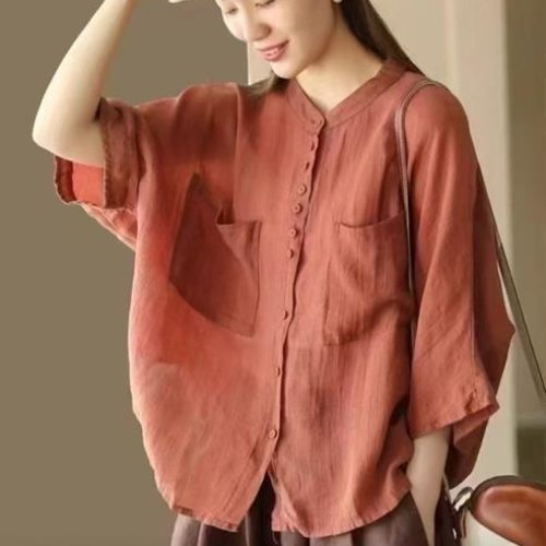 Рубашка Lora (one size) LR193 brown (лето) Lora LR193 brown