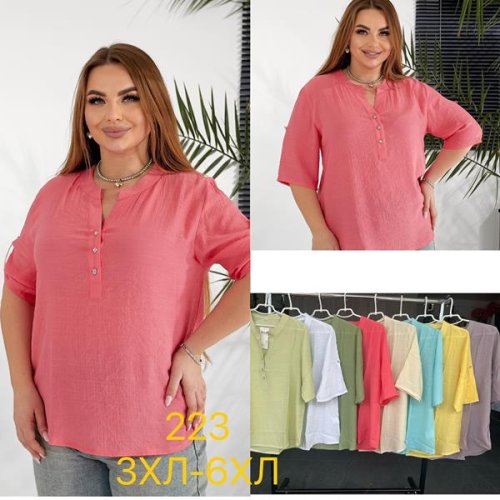 Блузка JJF (3XL-6XL) 223 yellow (лето) JJF 223 yellow