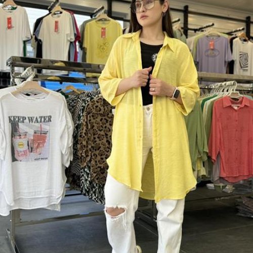 Рубашка JJF (XL-4XL) 501 yellow (лето) JJF 501 yellow