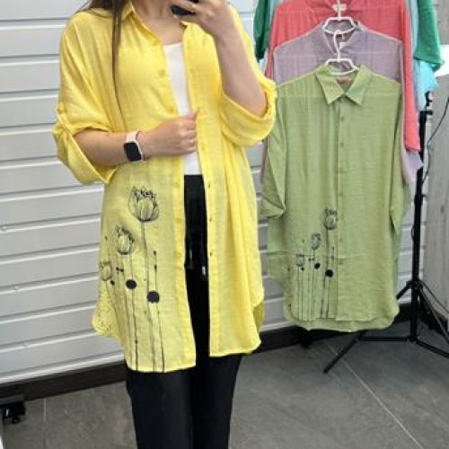 Рубашка JJF (XL-4XL) 521 yellow (лето) JJF 521 yellow