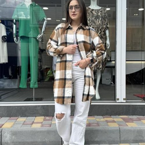Рубашка JJF (XL-4XL) 801 brown (деми) JJF 801 brown