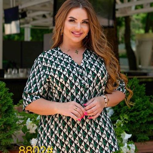 Блузка JJF (3XL-6XL) 8802 green (лето) JJF 8802 green