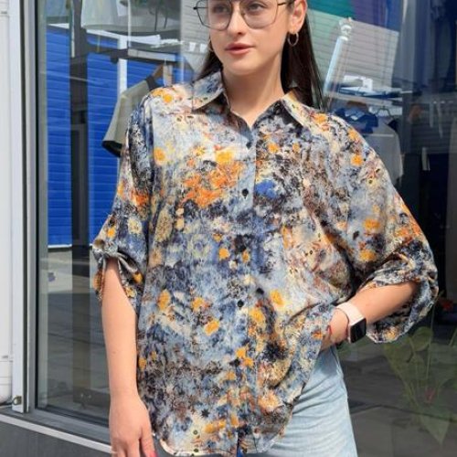 Рубашка JJF (XL-4XL) 8807 l.blue (лето) JJF 8807 l.blue