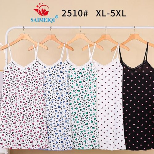 Ночнушка Saimeiqi (XL-5XL) 2501 white-green (лето) Saimeiqi 2501 white-green