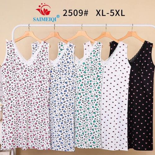 Ночнушка Saimeiqi (XL-5XL) 2509 white-green (лето) Saimeiqi 2509 white-green