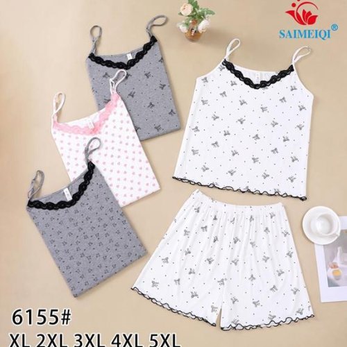 Пижама Saimeiqi (XL-5XL) 6155 white-black (лето) Saimeiqi 6155 white-black