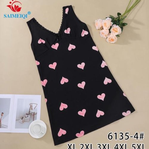Ночнушка Saimeiqi (XL-5XL) 6135-4 black (лето) Saimeiqi 6135-4 black