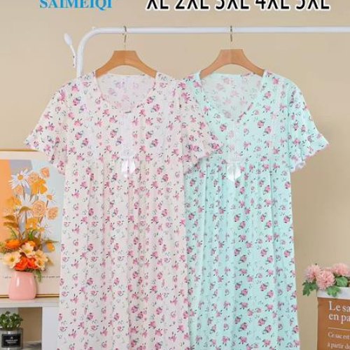 Ночнушка Saimeiqi (XL-5XL) 6148 l.blue (лето) Saimeiqi 6148 l.blue