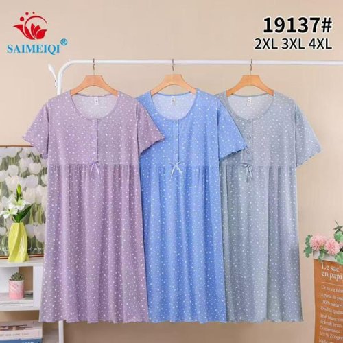 Ночнушка Saimeiqi (2XL-4XL) 19137 grey (лето) Saimeiqi 19137 grey