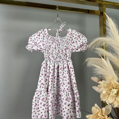 Платье Delfinka (104-128) 550 white-pink (лето) Delfinka 550 white-pink