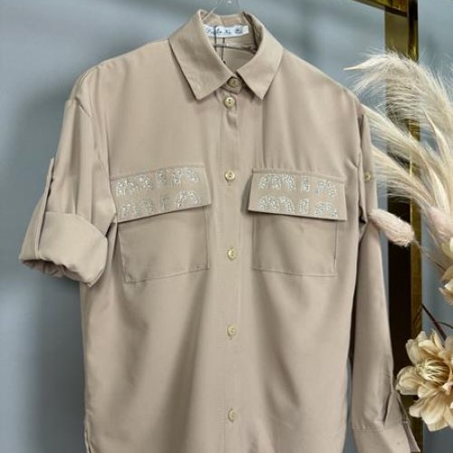 Рубашка Delfinka (146-164) 610 beige (деми) Delfinka 610 beige