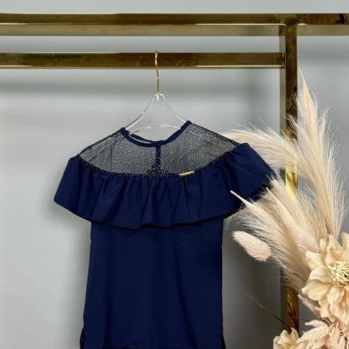 Блузка Delfinka (116-140) 991 navy (лето) Delfinka 991 navy