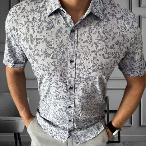 Рубашка Nik (M-2XL) 56122 l.grey (лето) Nik 56122 l.grey