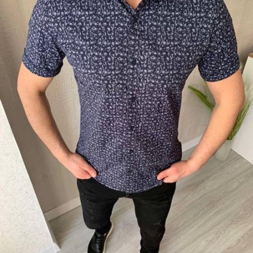 Рубашка Nik (M-2XL) 56124 navy (лето) Nik 56124 navy