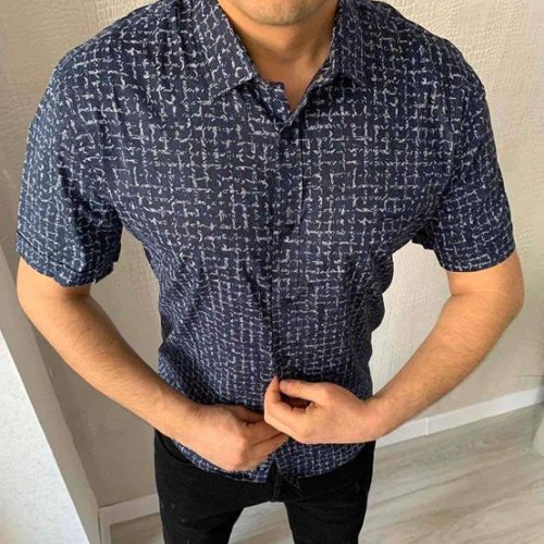 Рубашка Nik (M-2XL) 56125 navy (лето) Nik 56125 navy